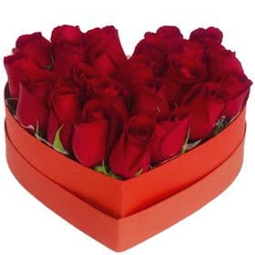 Box coração com Rosas vermelhas